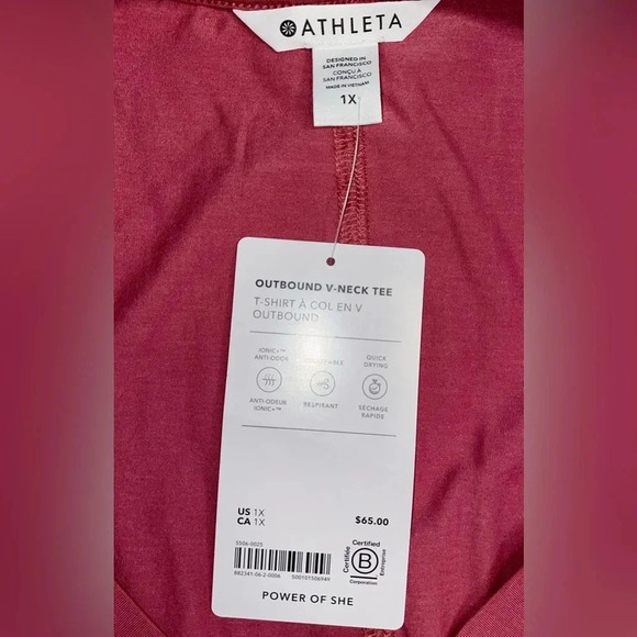 Athleta Outbound V-Neck Rose T-Shirt 1X NWT - Picture 11 of 11
